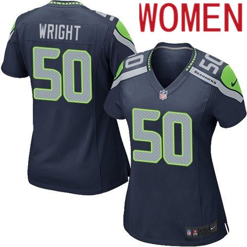 Women Seattle Seahawks #50 K.J. Wright Nike Navy Game NFL Jersey->women nfl jersey->Women Jersey